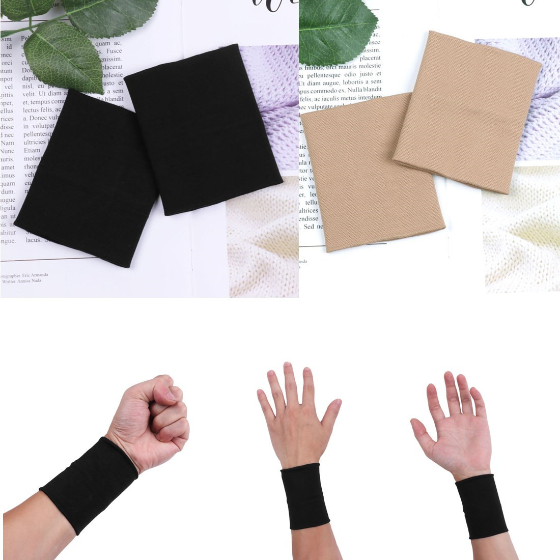 2x Compression Wrist Protact Sleeves Tattoo Cover Up Brace Band Arthritis Sports