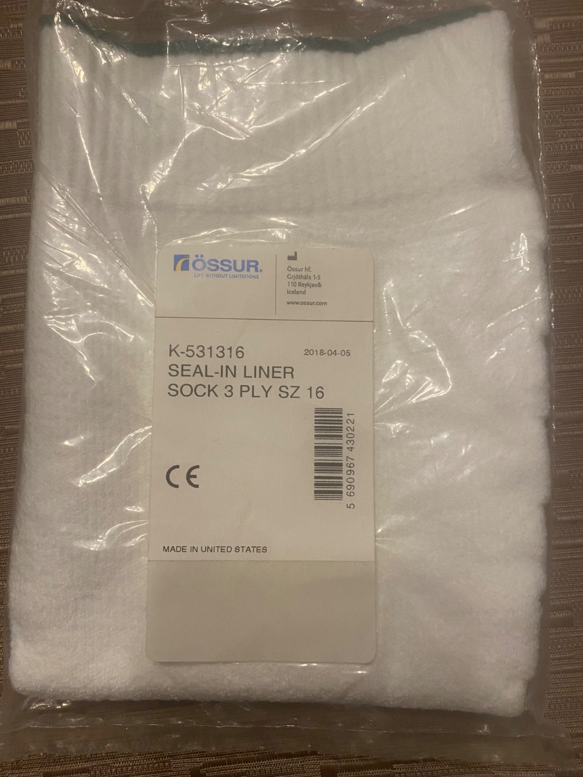 Ossur Seal-In Liner Socks Size 16, 3-Ply, K-531316