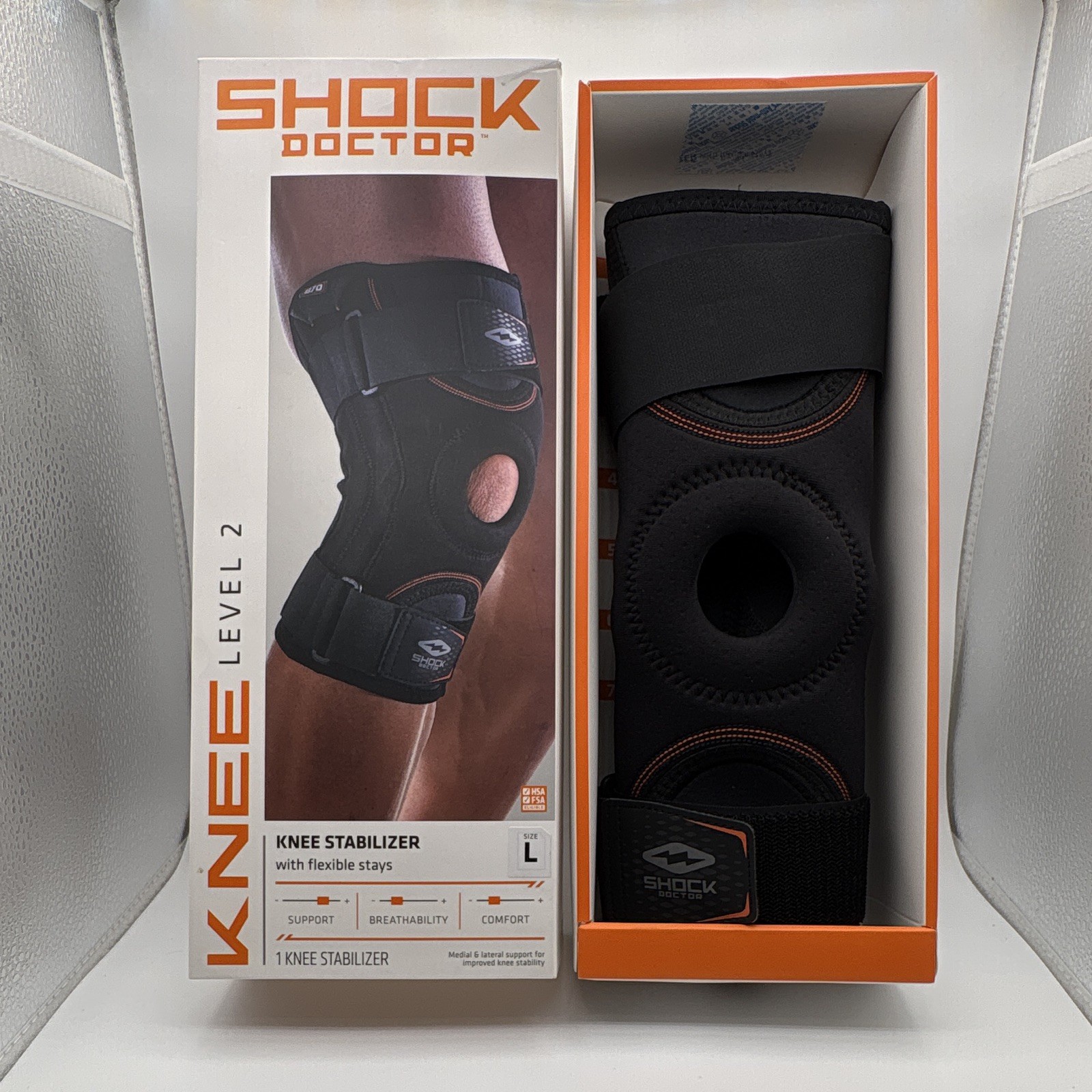 Shock Doctor Level 2 Knee Stabilizer Brace L, Neoprene, Adjustable X-Fit Straps