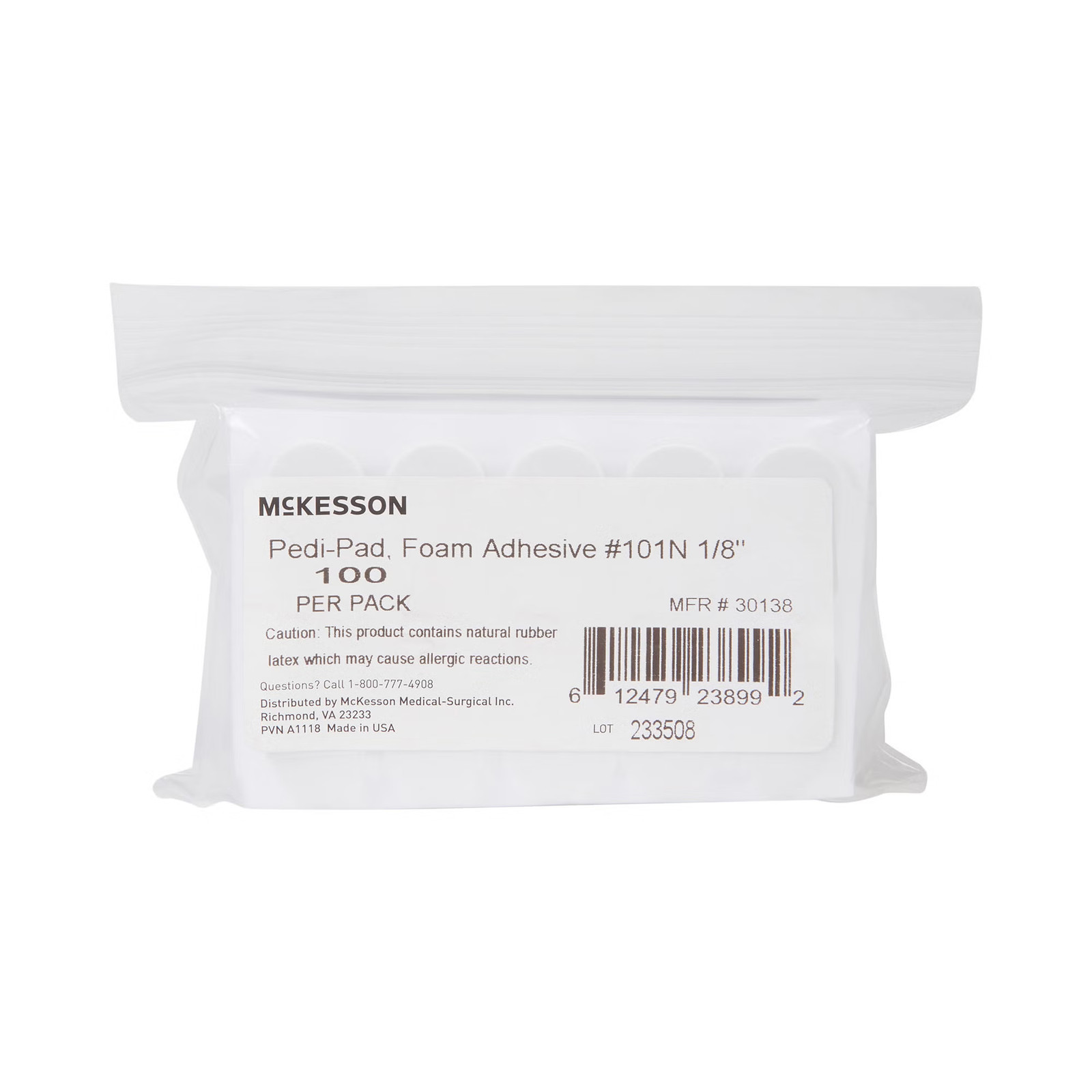 McKesson White Protective Pad Size 101 Adhesive for the Foot 100 Ct