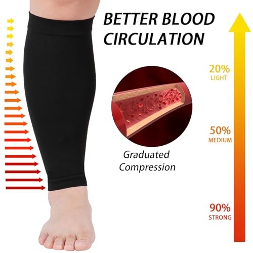 Plus Size Compression Leg Sleeves for Women& Men 15 5X-Large-6X-Large Black