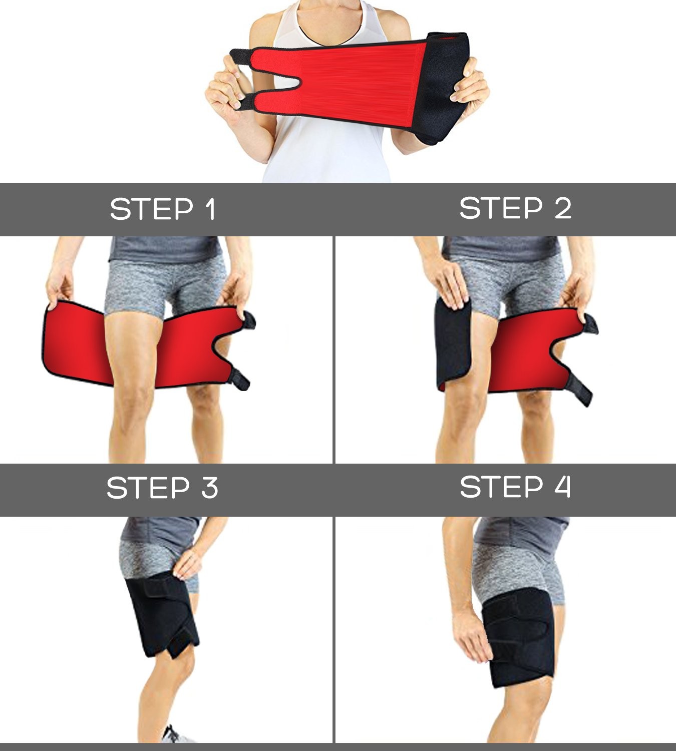 Adjustable Thigh Brace Support Hamstring Compression Sleeve Non Slip Wrap