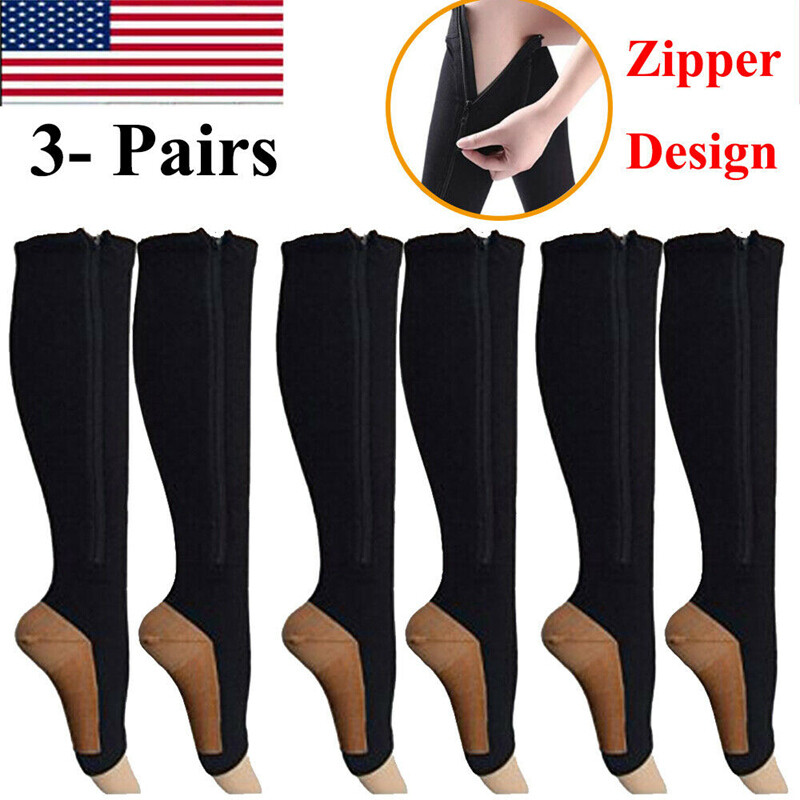 Knee High Medical Compression Stockings Men Women Varicose Veins Socks Open Toe