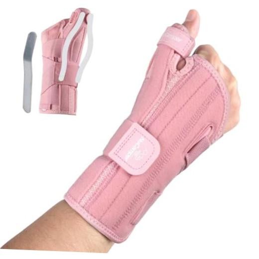 Carpal Tunnel Wrist Brace with Thumb Support, Thumb Brace S/M Pink Right Hand