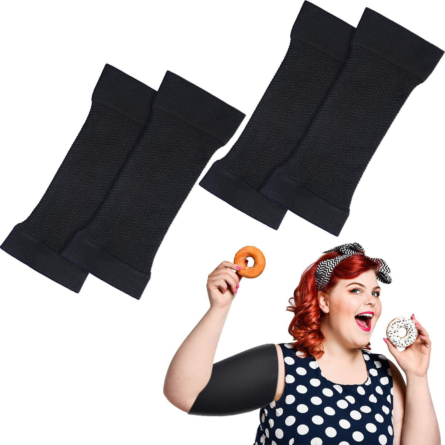 2 Pairs Arm Shapers for plus Size Women, Upper Arm Sleeves Wraps Slim Arm