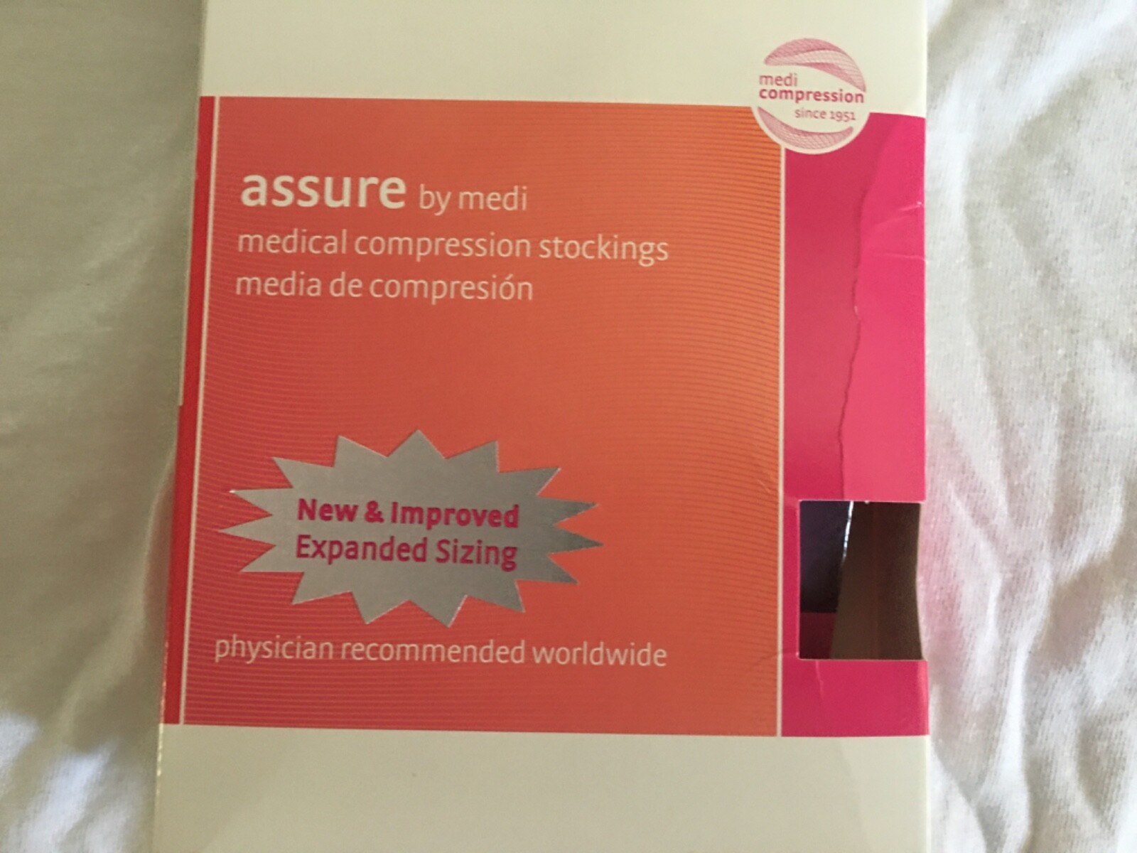 NEW Assure by Medi Women Calf High Closed Toe Beige Socks Small 20-30 mmHg 14401