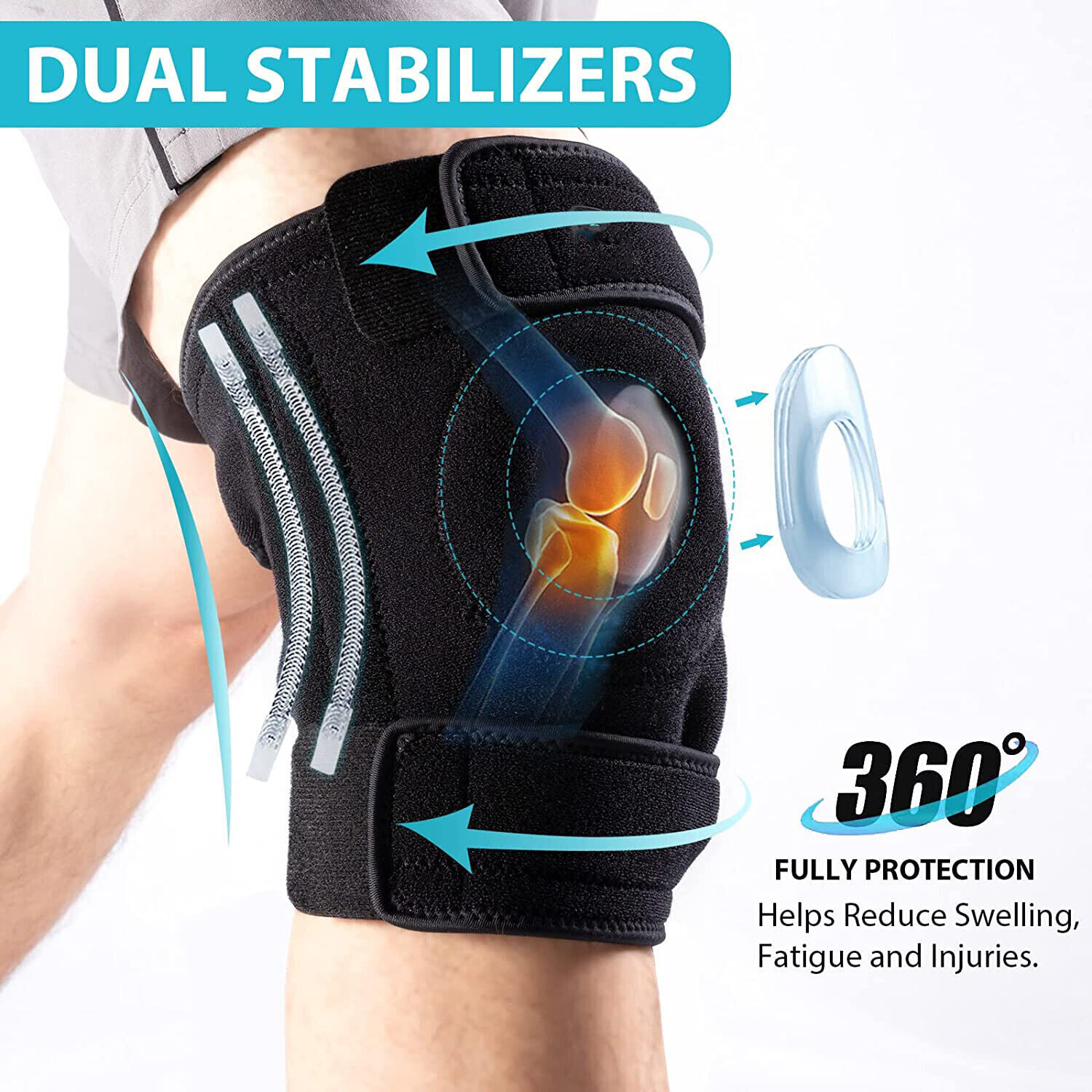 Knee Brace Compression Sleeve Support Patella Stabilizer Sport Joint Arthritis