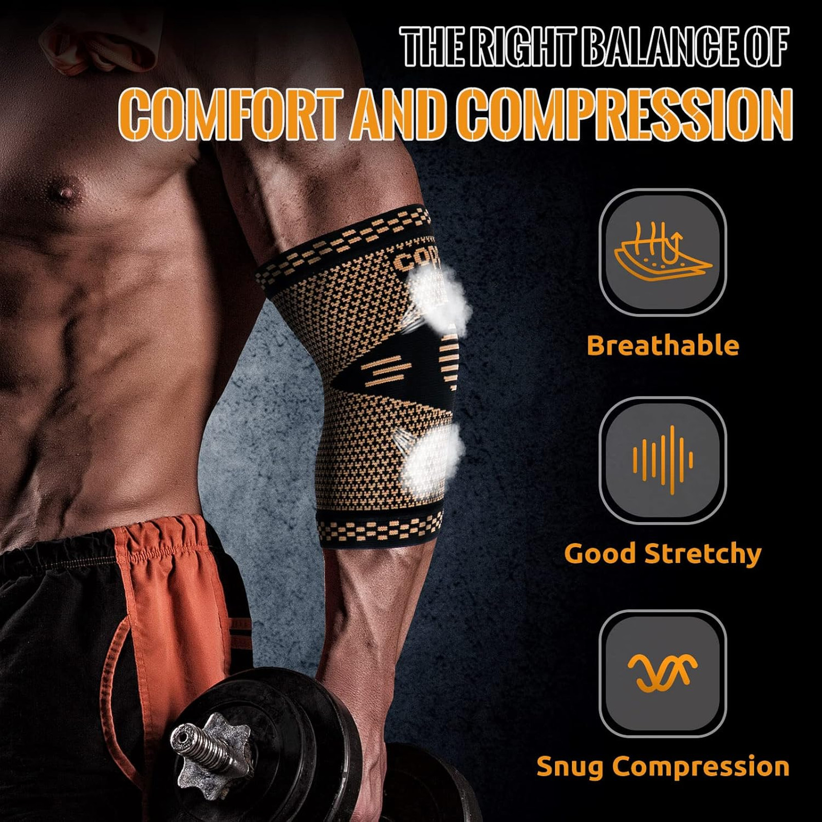Copper Elbow Sleeve Compression Brace for Tendonitis and Tennis Elbow Support
