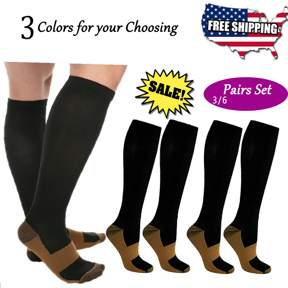 Copper Compression Socks 20-30mmHg Best For Men Women Running Athletic Sports