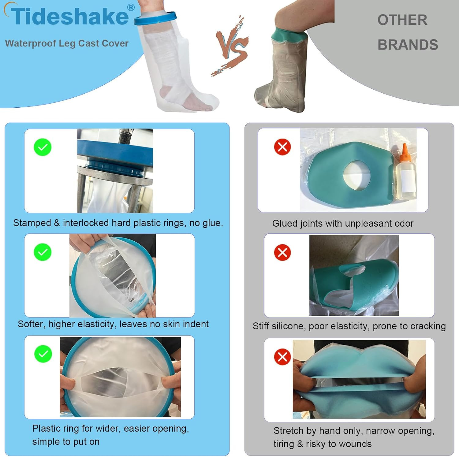 Waterproof Short Leg & Foot Cast Cover for Adult Shower | Reusable Watertight Ca