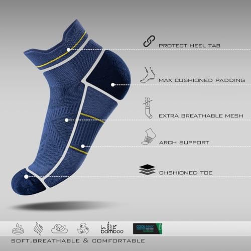 Bamboo Viscose Compression High Ankle Socks Men Women 9-13 3 Pairs Navy