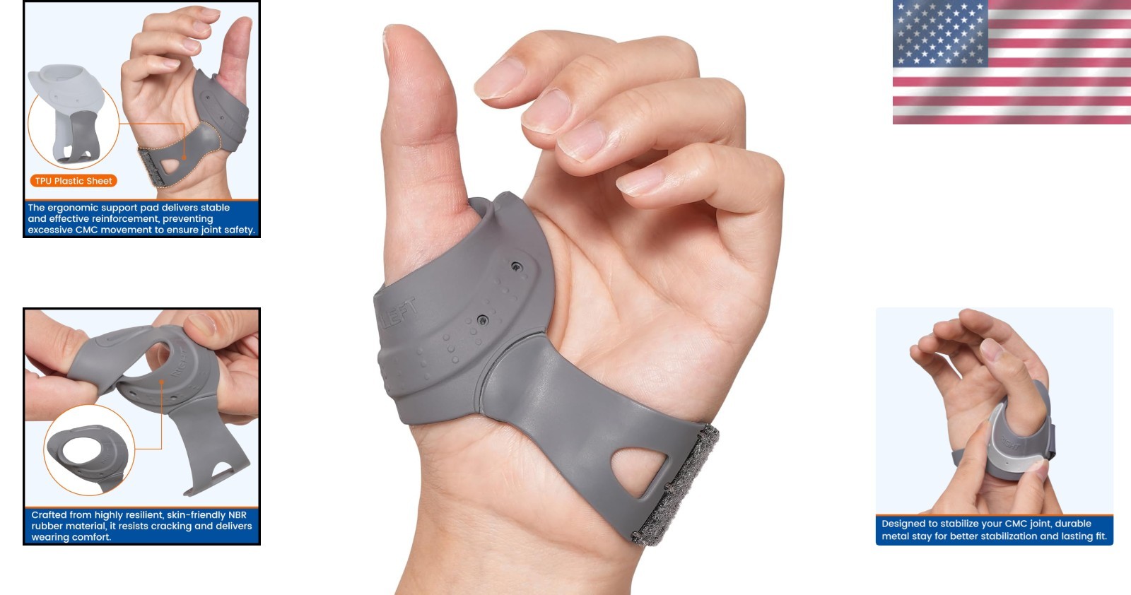 Medium CMC Thumb Brace with Compression Sleeve for Arthritis Relief Left Hand