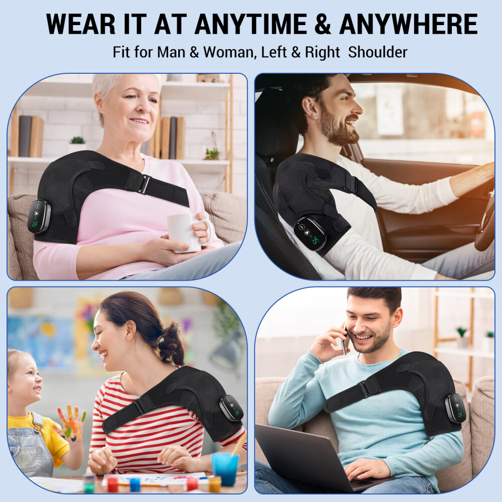 Electric Heating Vibration Shoulder Brace Joint Pain Relief Massager Wrap Strap