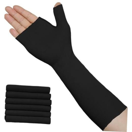 Hand Socks for Splint (Pack of 6) Wrist and Thumb Spica Wrap Liner Small Black
