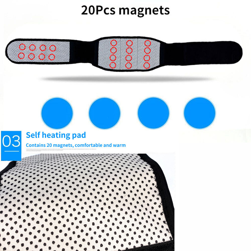 Magnetic Lumbar Lower Waist Belt Self Heating Pad Back Support Brace Pain Relief