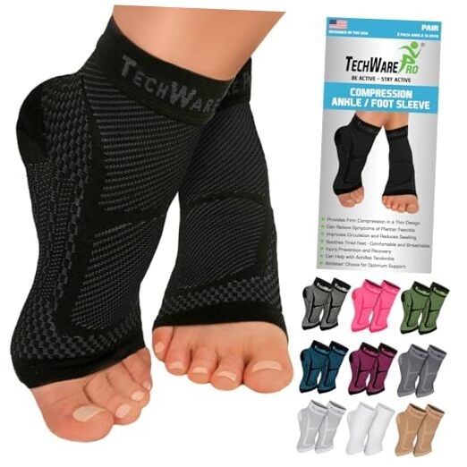 Ankle Brace Compression Sleeve – Plantar L / XL (see size chart) Black/Black