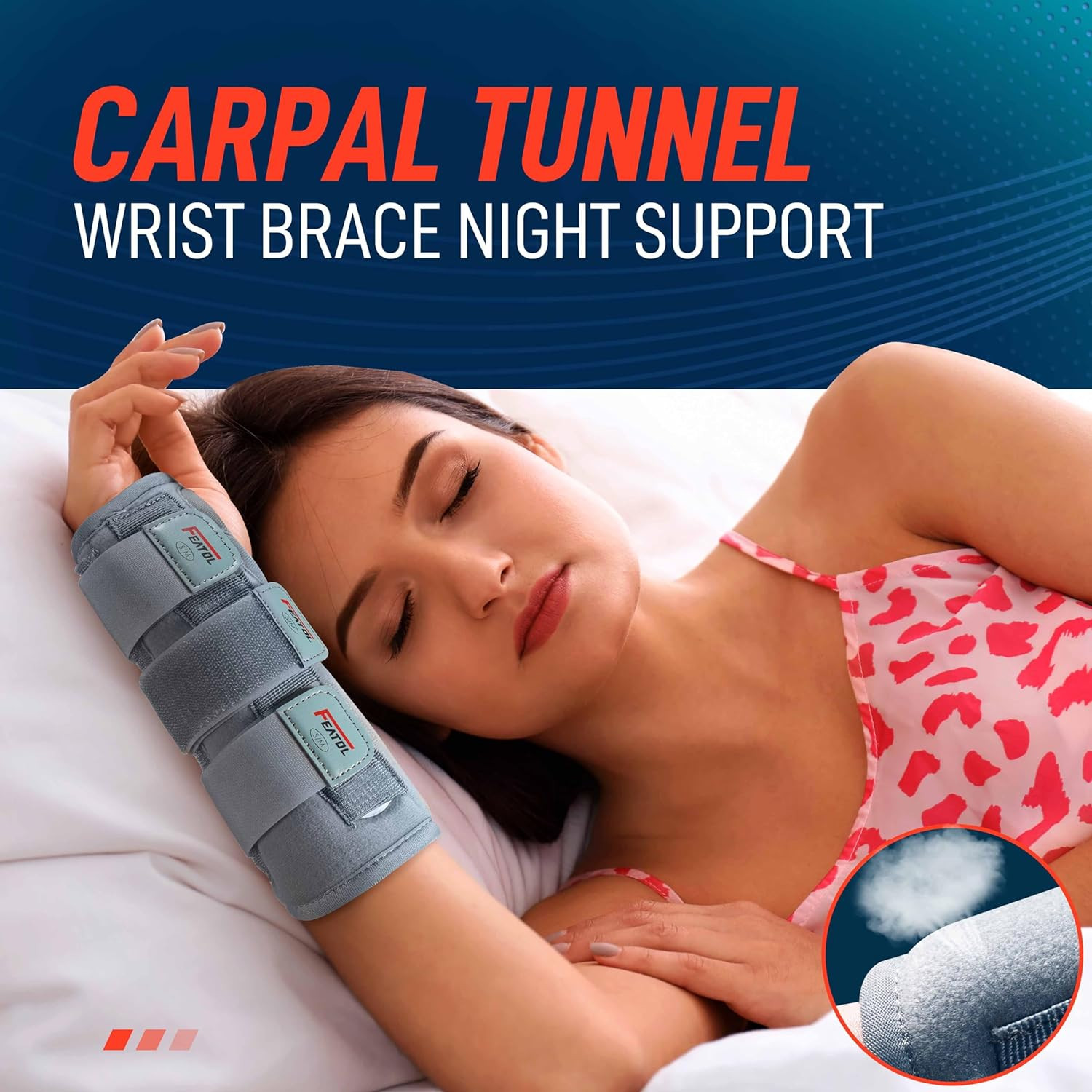 Carpal Tunnel Wrist Brace | Adjustable Hand Night Sleep Support Brace, Removable