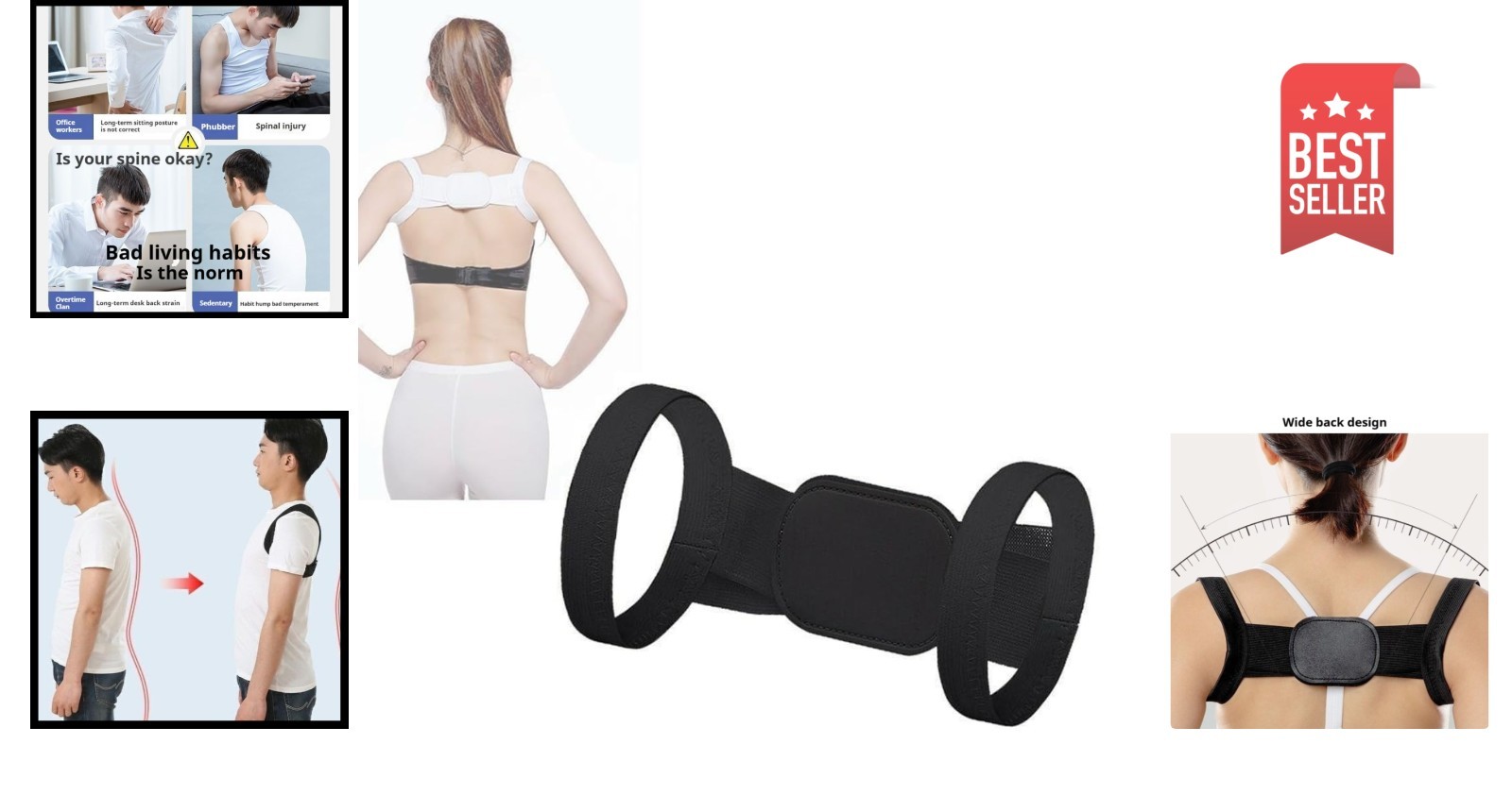 Posture Corrector Back Support – Adjustable Belt for Sitting & Standing