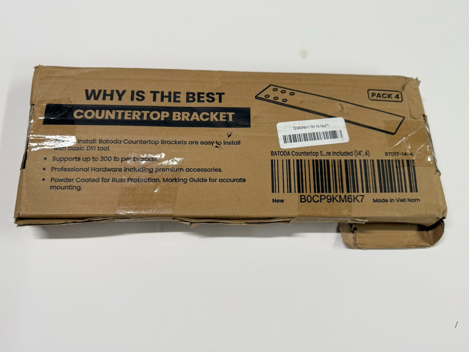 Countertop Support Bracket 4 Pack 14″ X2.5″ Knee Wall Support Bracket Hardware