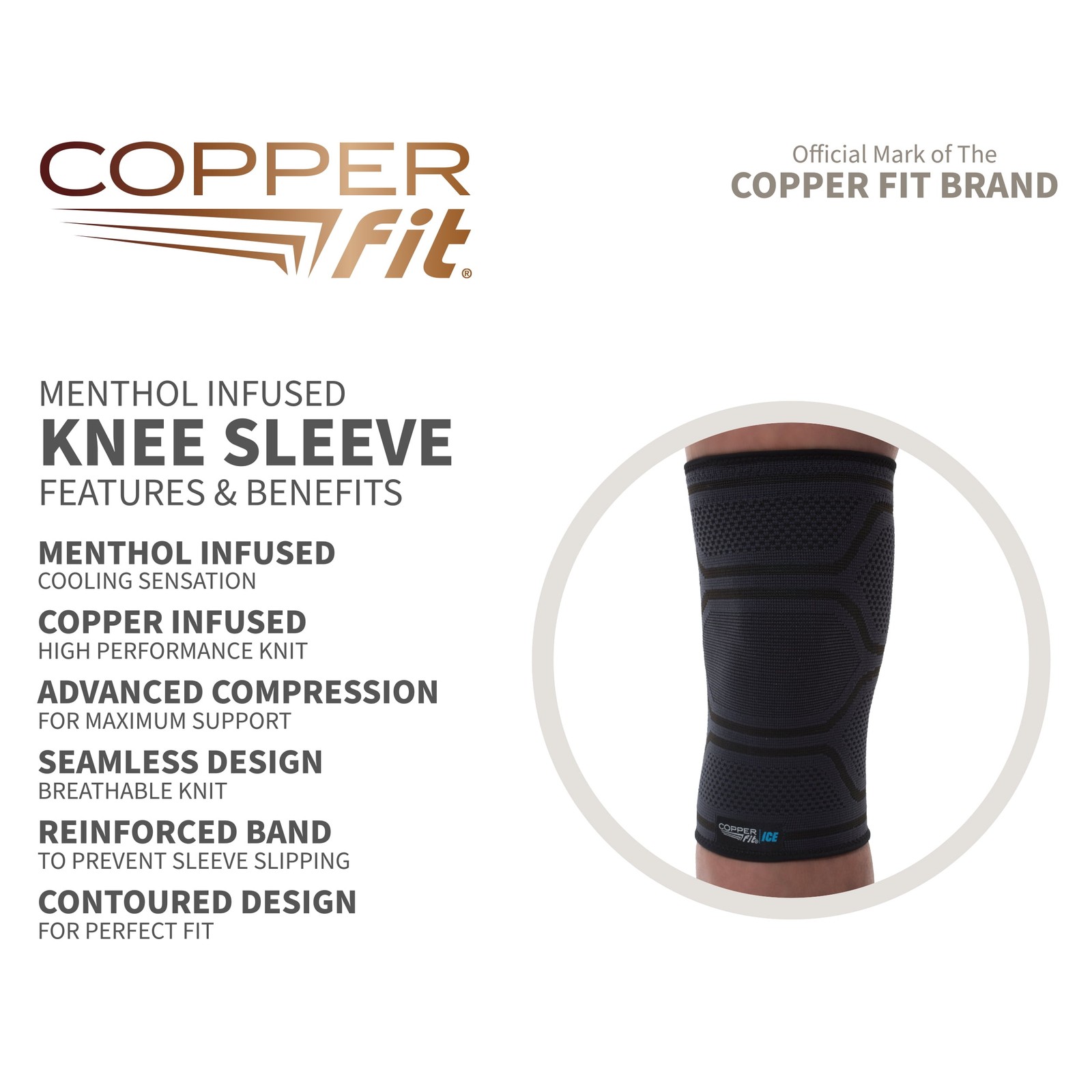 Compression Knee Sleeve, Menthol Infused, 3XL, Black, 1-Pack, FSA HSA Eligible