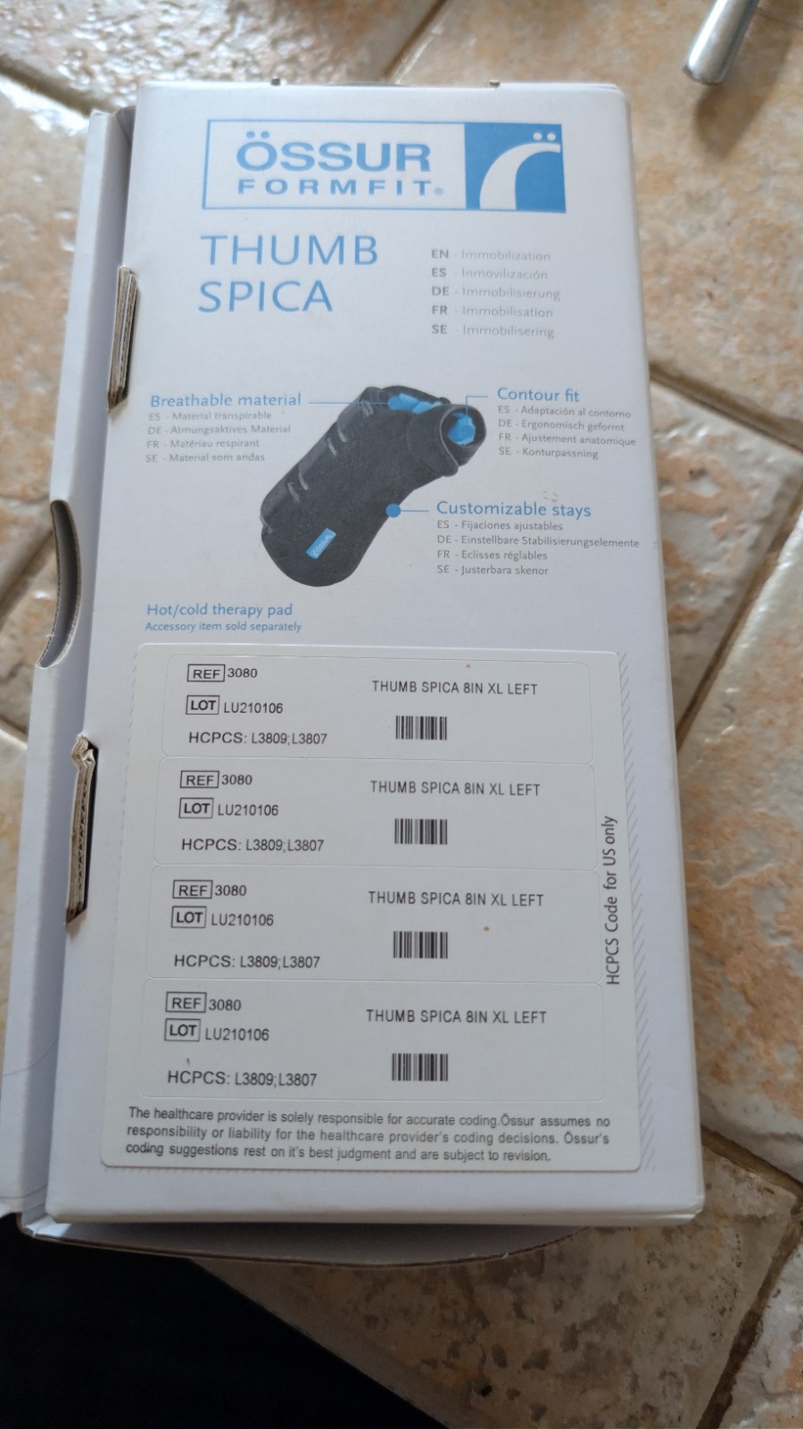 Ossur Formfit Thumb Spica XL Left Brand New