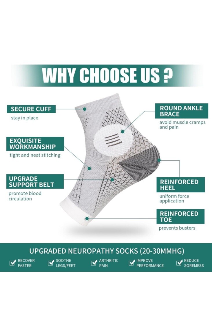 4 Pair Upgraded Neuropathy Socks for Women Men Ankle Compression Sleeve Foot …