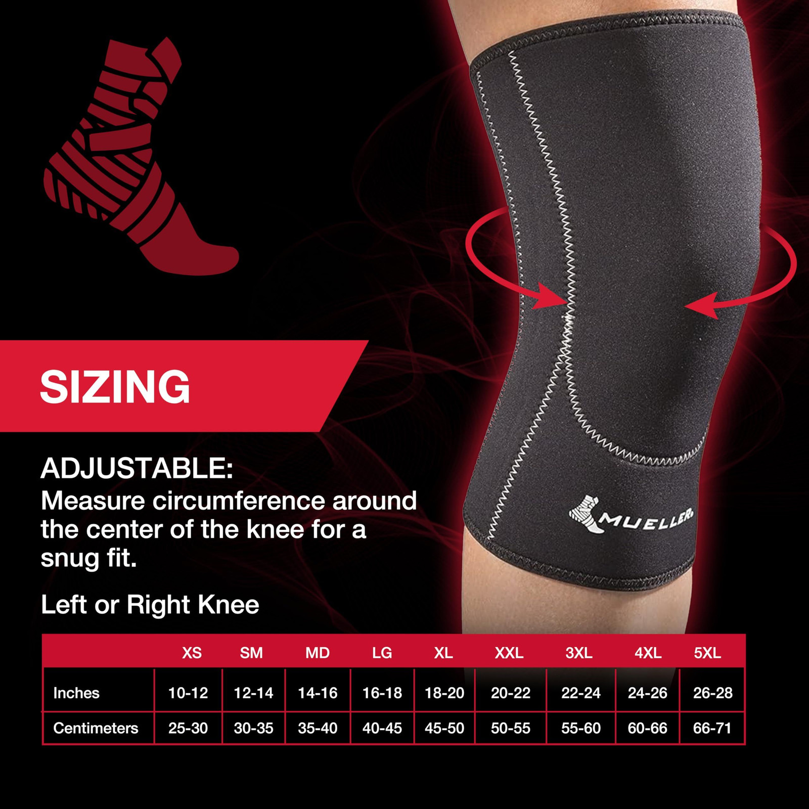 MUELLER Sports Medicine Closed Patella Knee Sleeve, Pain Medium, Black