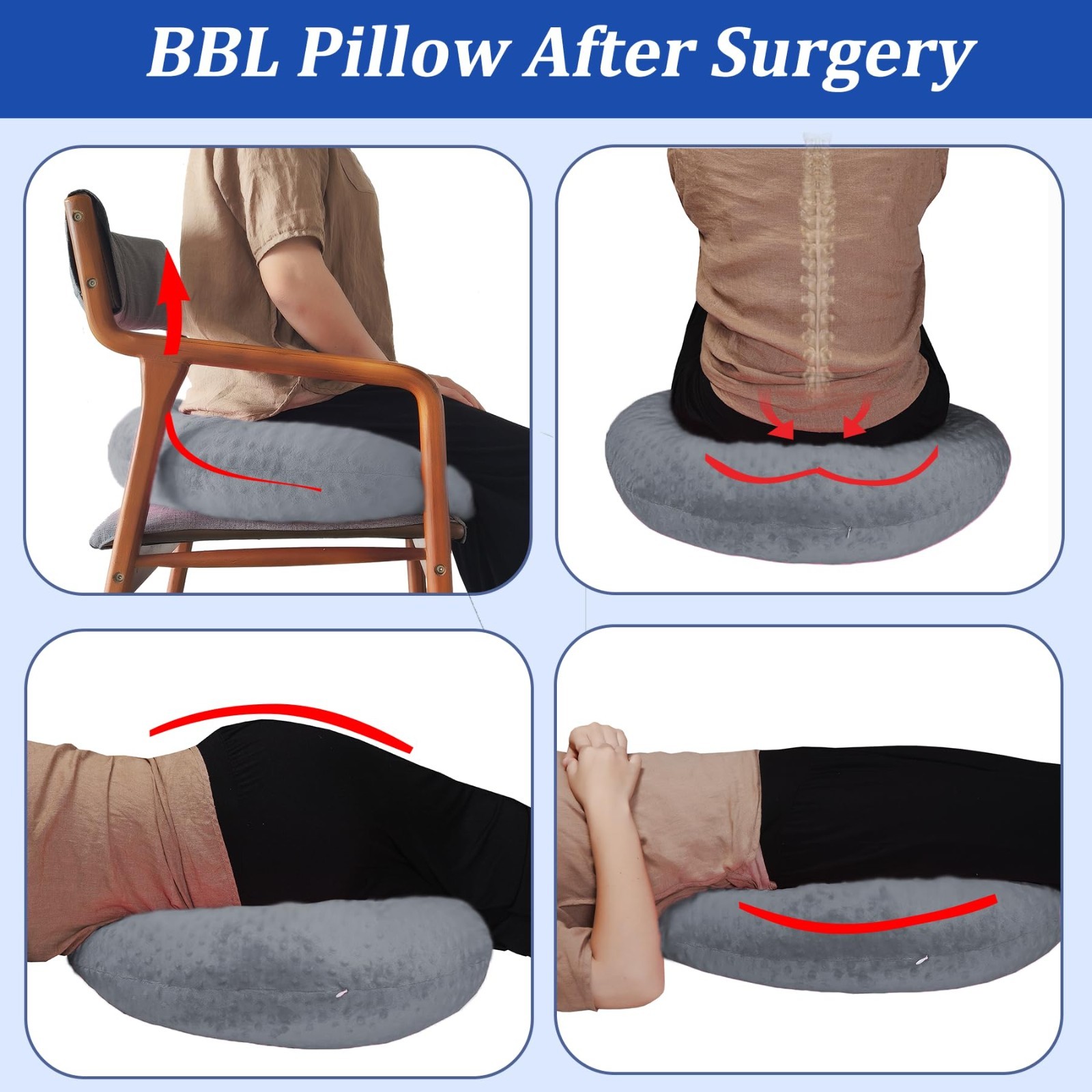 BBL Pillow for Post-Surgery Recovery, Donut Cushion for Butt Sleeping & Sitting,