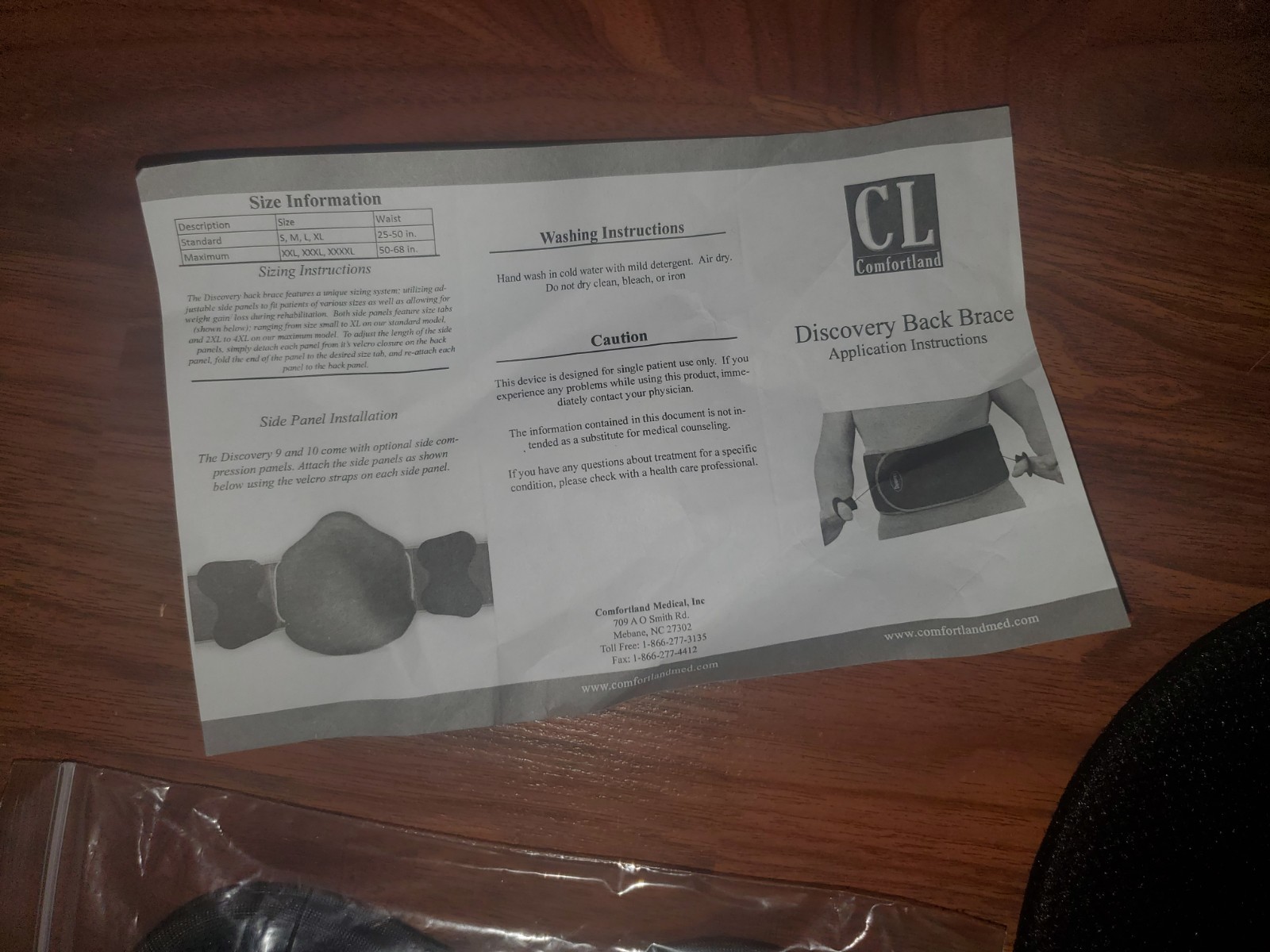 Comfortland Discovery Back Brace Adjustable Size Small – 4XL