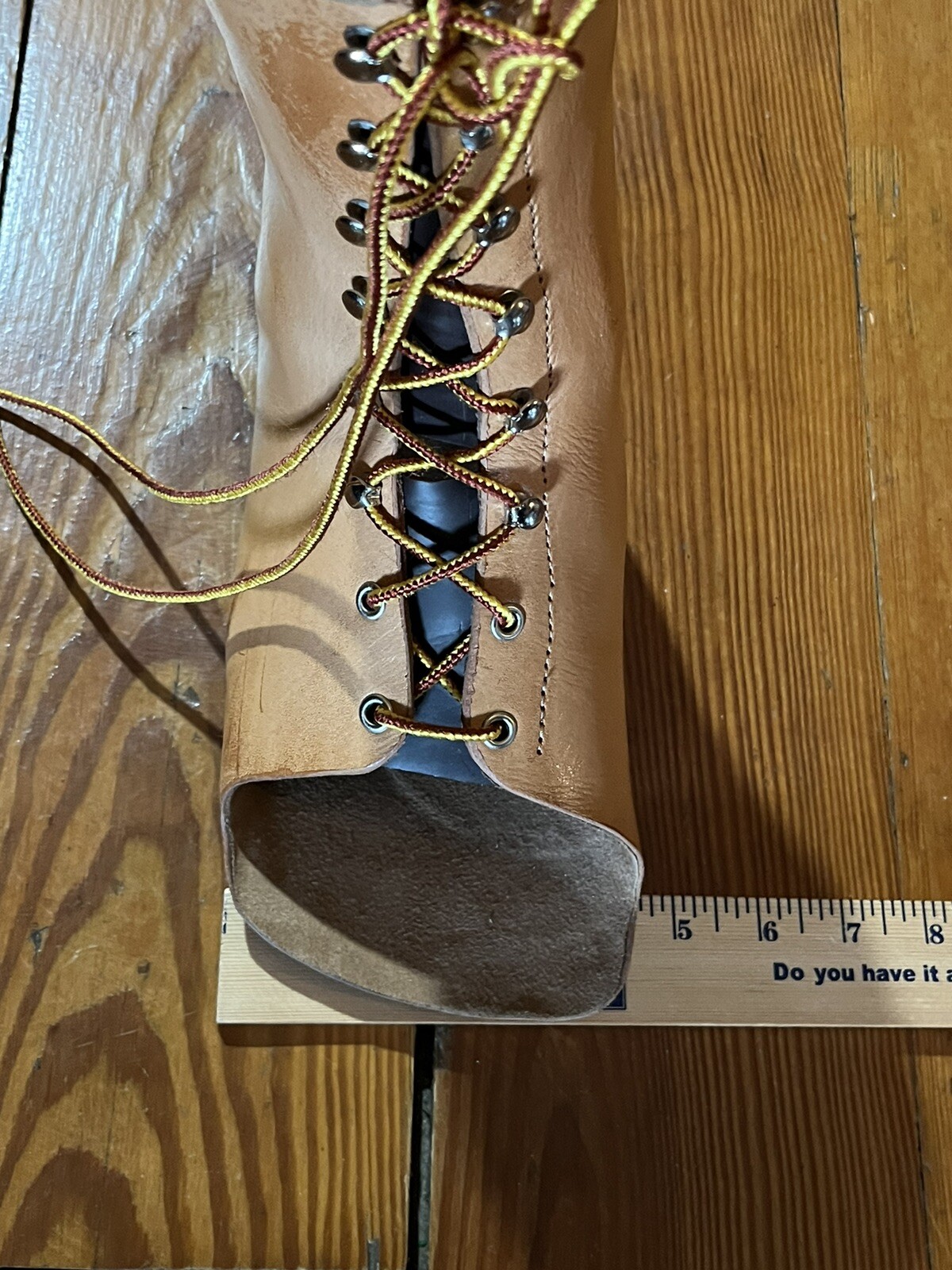 Tan Brown Leather Orthopedic Boot Lace Up Right Foot Custom Small ~9″ Tall