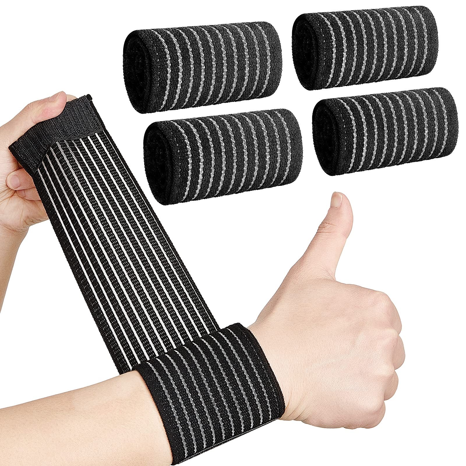 4 Pcs Wrist Brace bands Wrist compression strap tennis support wrap Adjustable..