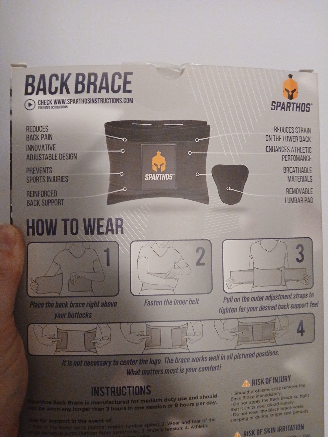 Sparthos SSBBR02 Back Brace – Size Small S