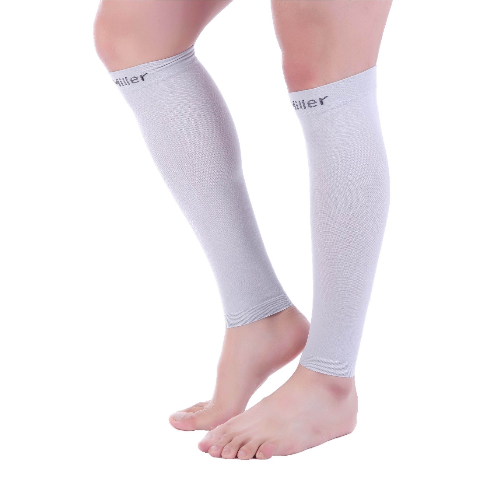 Doc Miller Calf Compression Sleeve 1 Pair 15-20 mmHg Varicose Veins GRAY