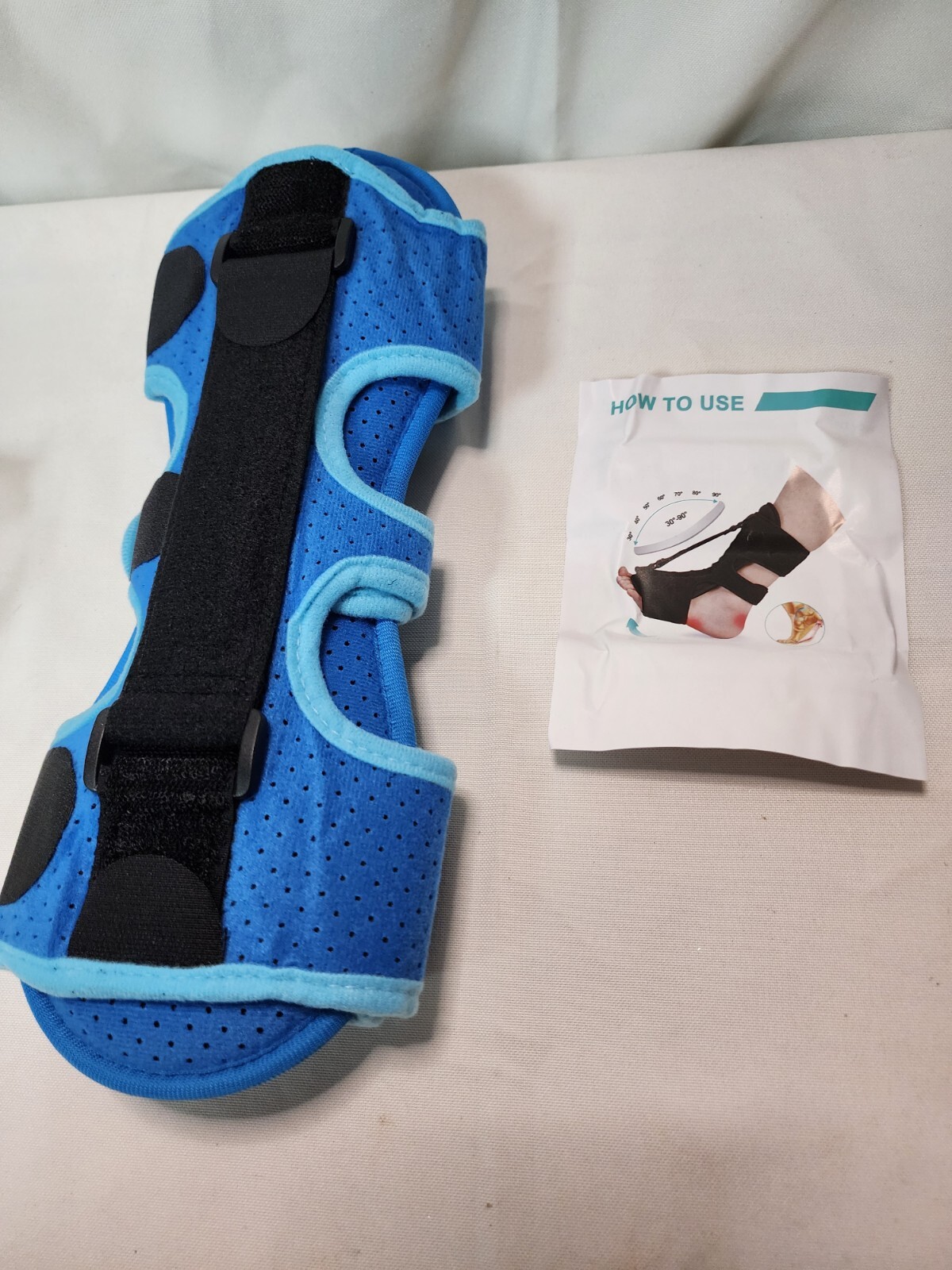 Plantar Fasciitis Night Splint Foot Brace w/ Arch Support Adjustable Straps,Blue