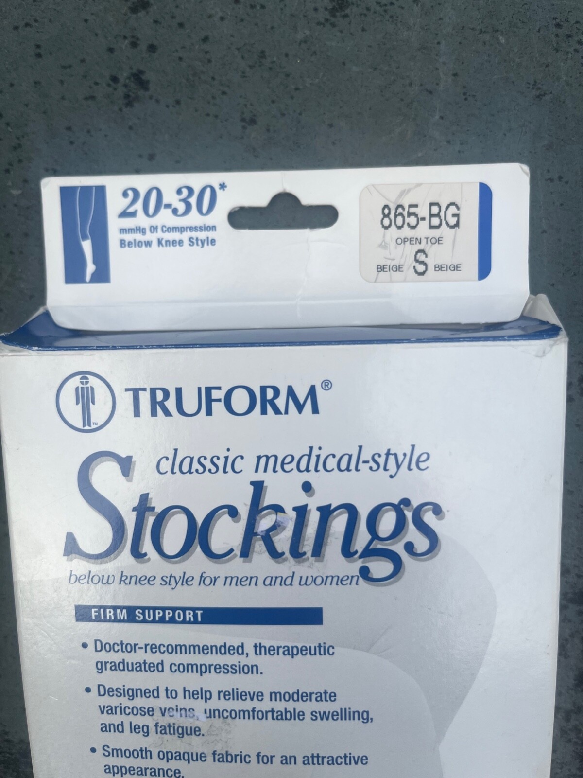 Truform 865-BG Sz. S Compression Stockings Knee High Open Toe 20-30 mmHg Pair