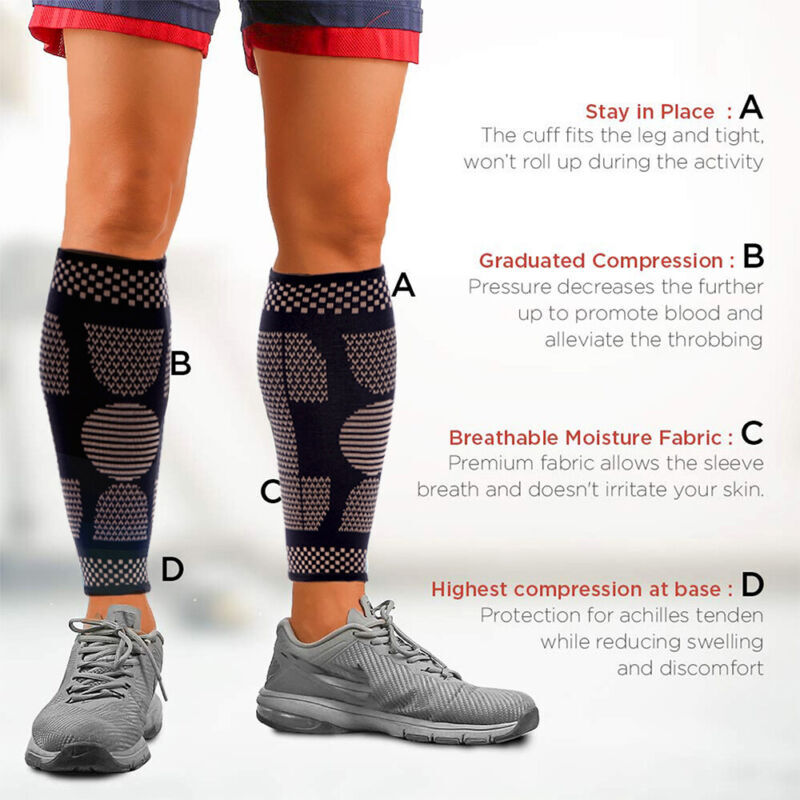 Copper Calf Support Brace Shin Splint Compression Sleeve Leg Wrap for Men Women