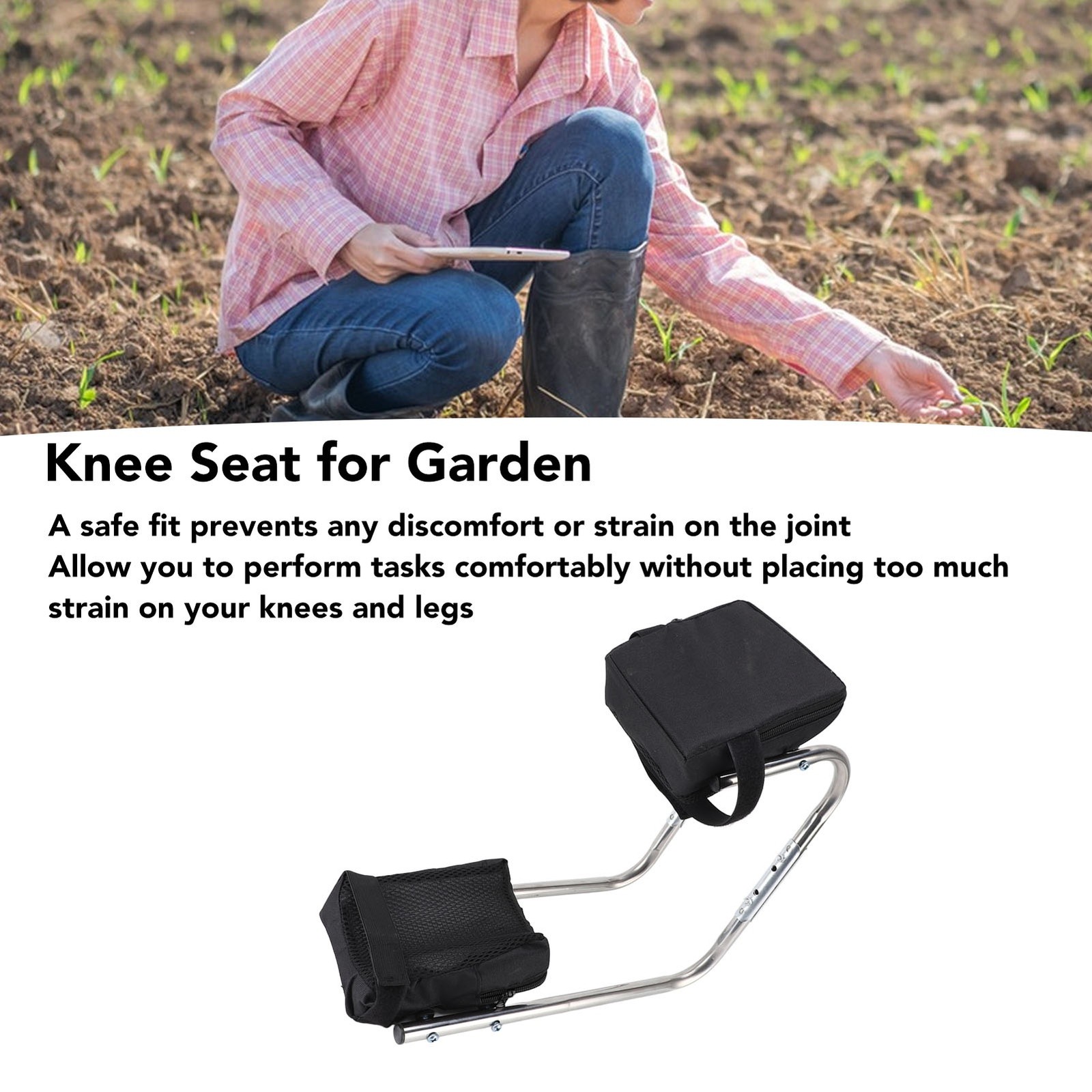 ­Knee Seat Gardening Tool Stainless Steel Ergonomic Ankle Support Knee Seat Leg
