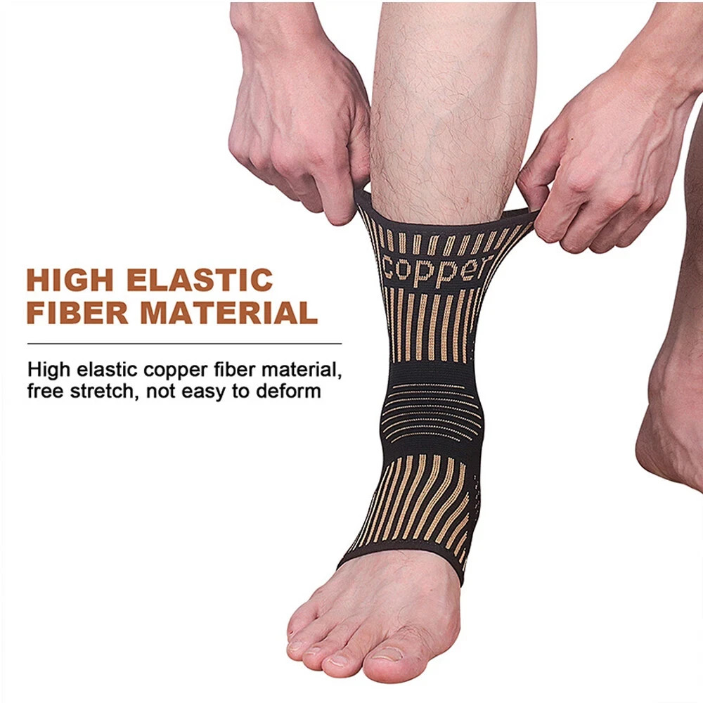 Copper Ankle Support Brace Compression Sleeve Elastic Foot Pain Relief