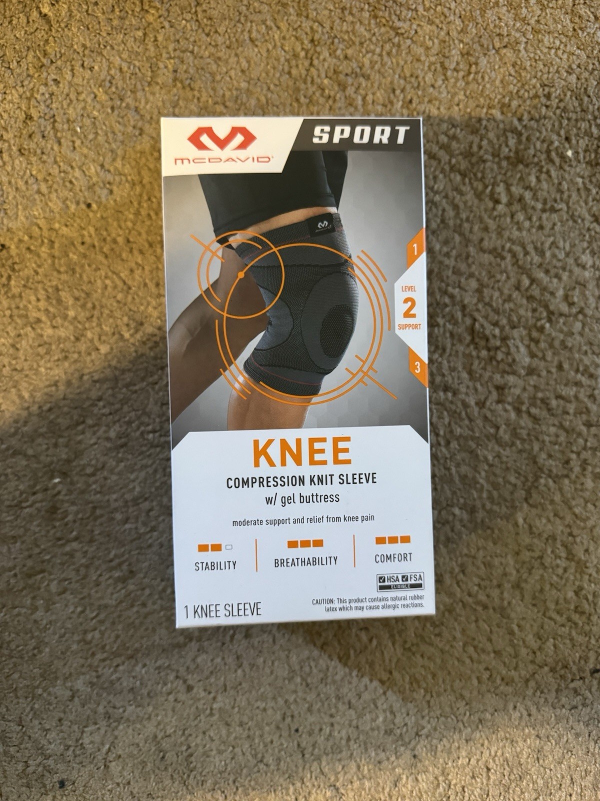 McDavid Sport Knee Compression Knit Sleeve w/ Gel Buttress *S/M* (8314) E13E