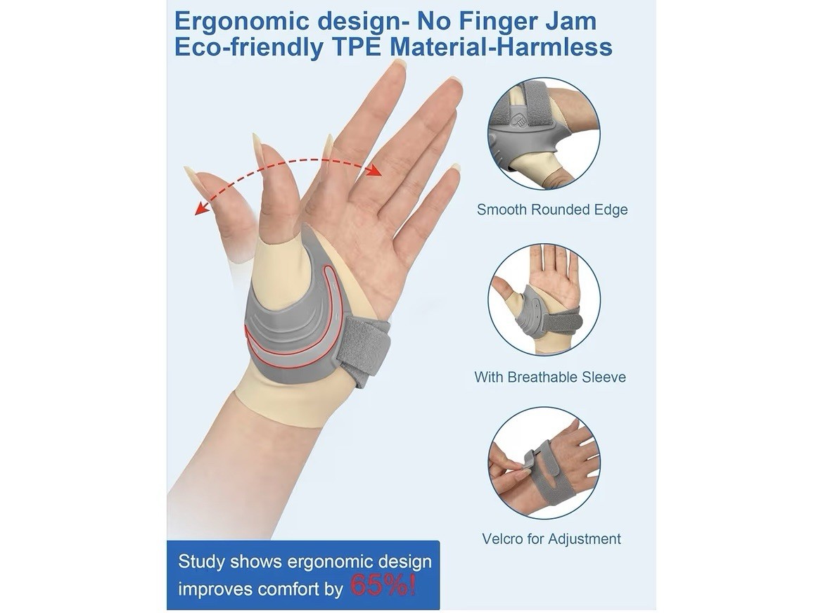 CMC Thumb Brace, Right Hand, Size S, Grey, Comfortable Support For Work, Sleep