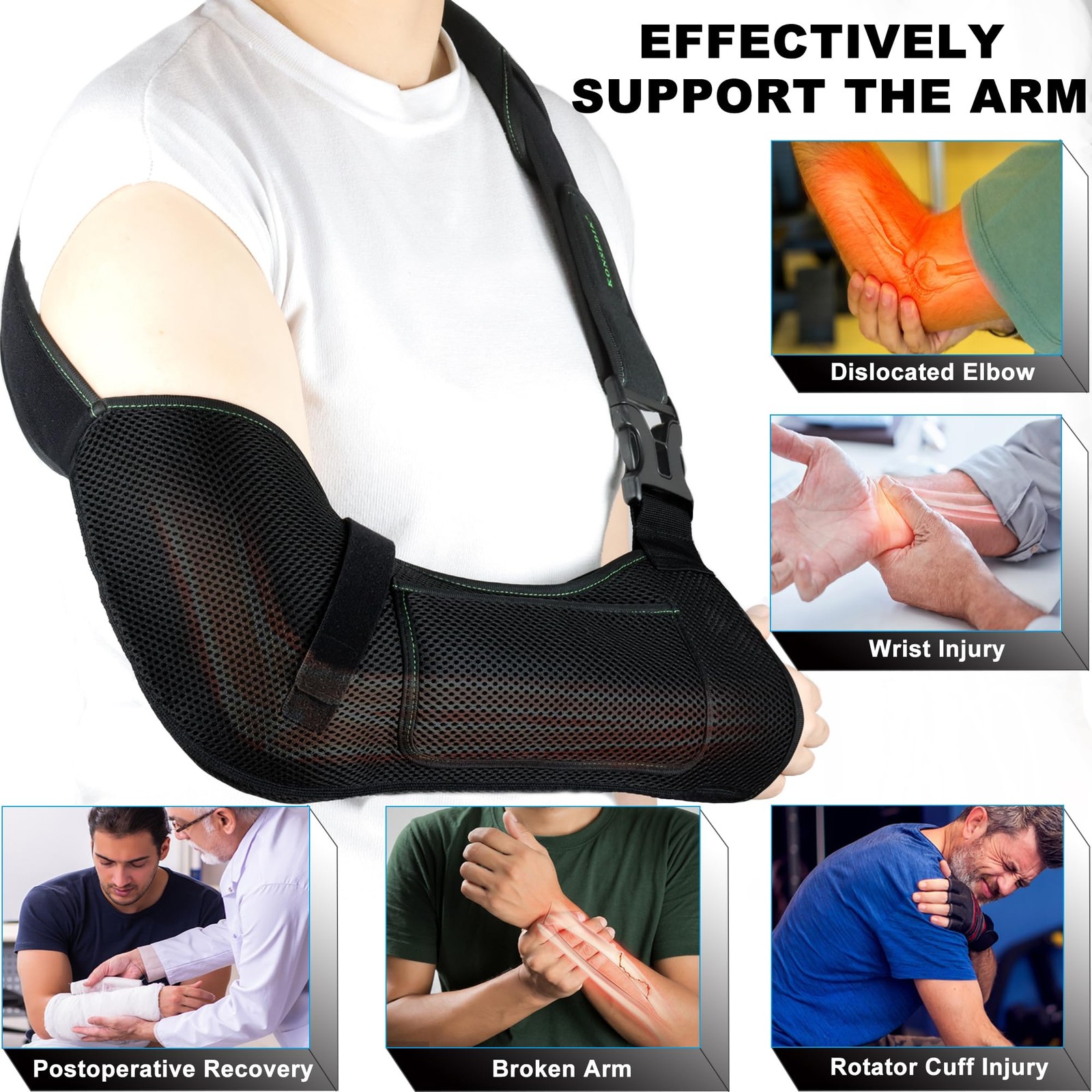 Breathable Arm Sling,Padded Shoulder Brace with Anti-Slip Thumb Loop,Unisex I…