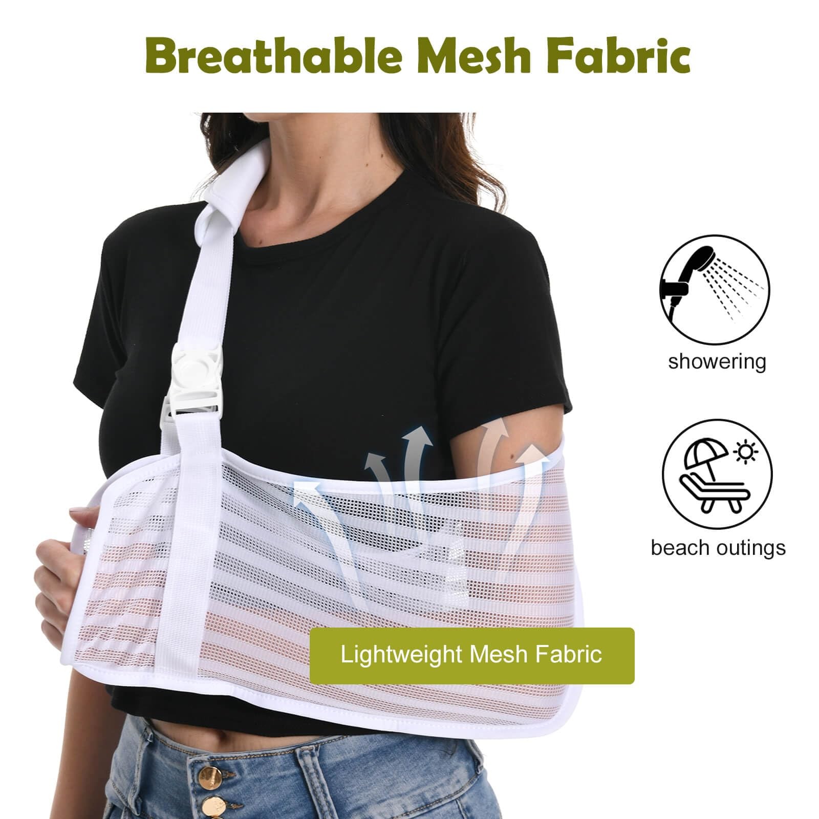 White Arm Sling Broken Arm Torn Rotator Cuff Shoulder Mesh Brace Men Women