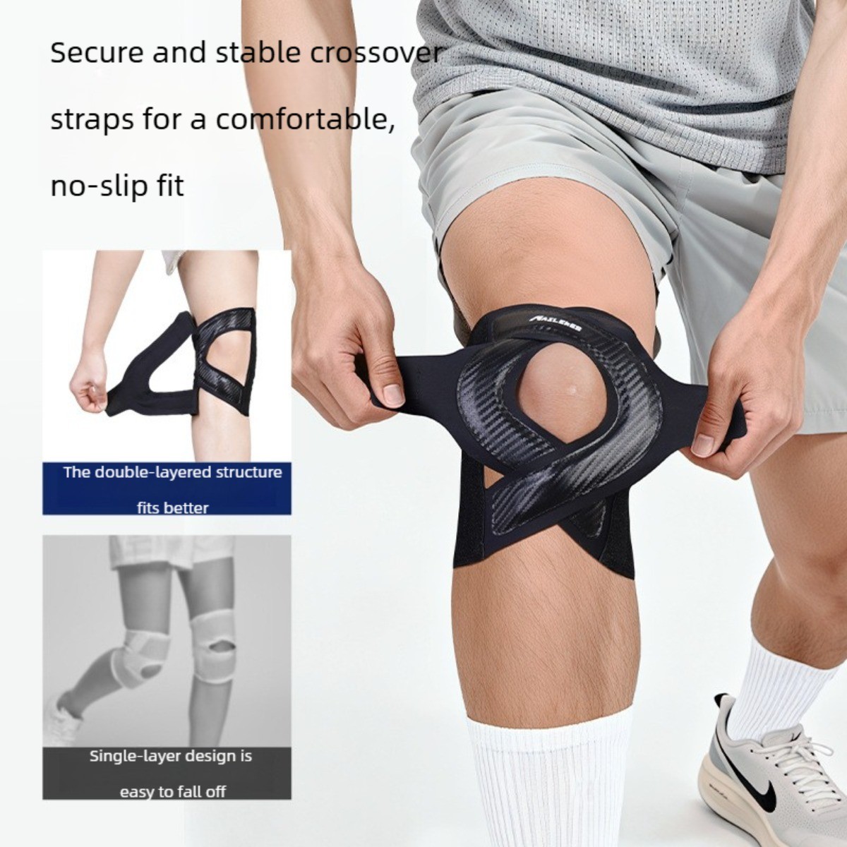 Adjustable Knee Brace Spring Patella Support for Badminton Gym Sport