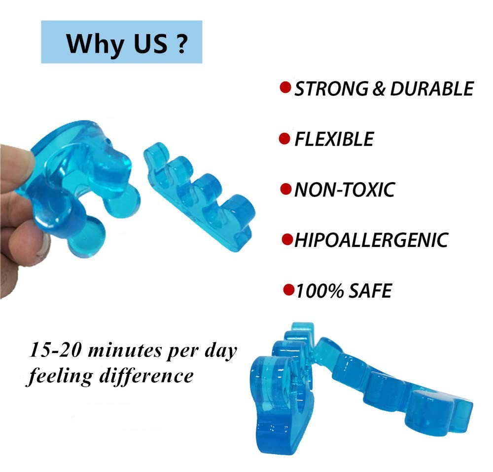 One Pair Yoga Toes Blue Toe Stretcher & Toe Separator Stop Foot Pain and Boost A