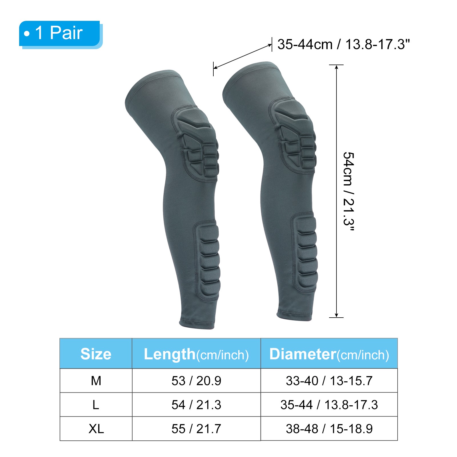 2pcs, Knee Calf Pads Knee Braces Knee Guards Compression Leg Sleeve Grey L
