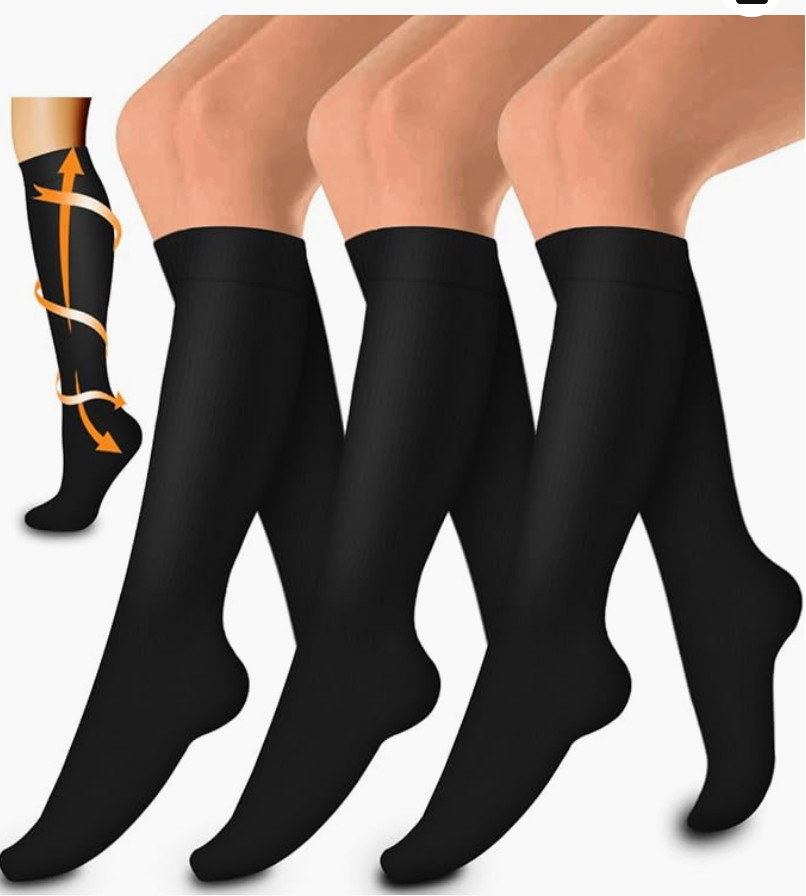 6 Pack Medical Compression Sock Running Nursing Sports Black L/XL