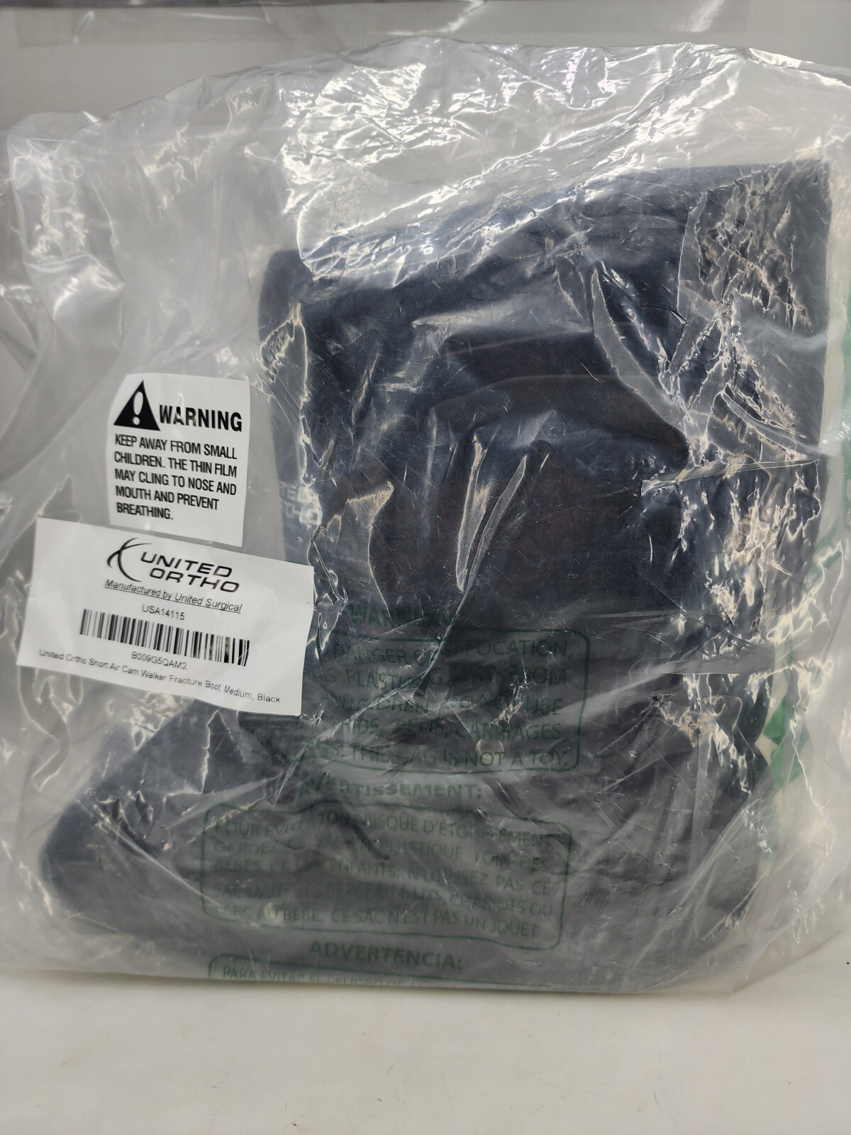 UNITED ORTHO Short Air Cam Walker Fracture Boot Black Fits Left or Right S/M