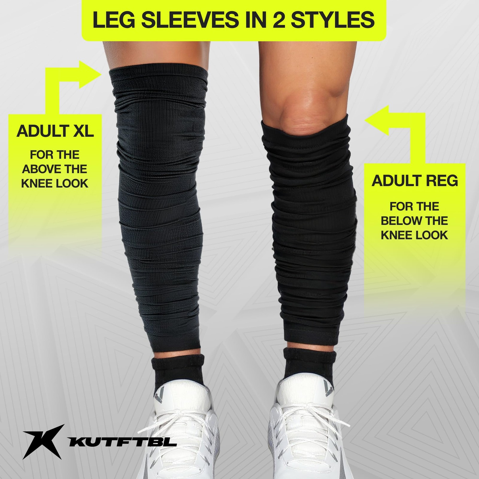 Pre-Scrunched Football Leg Sleeves Built-In Hidden Elastic Bands Knee