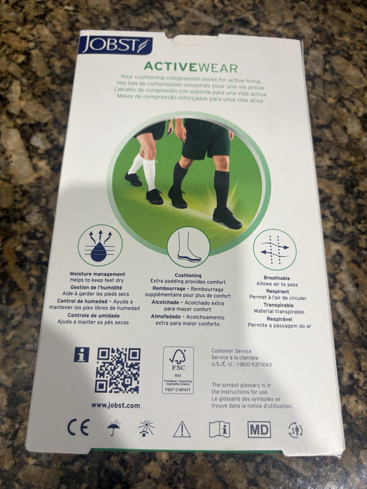 Jobst ActiveWear 15-20 mmHg Firm Compression L Black Knee Highs Stocking (New)