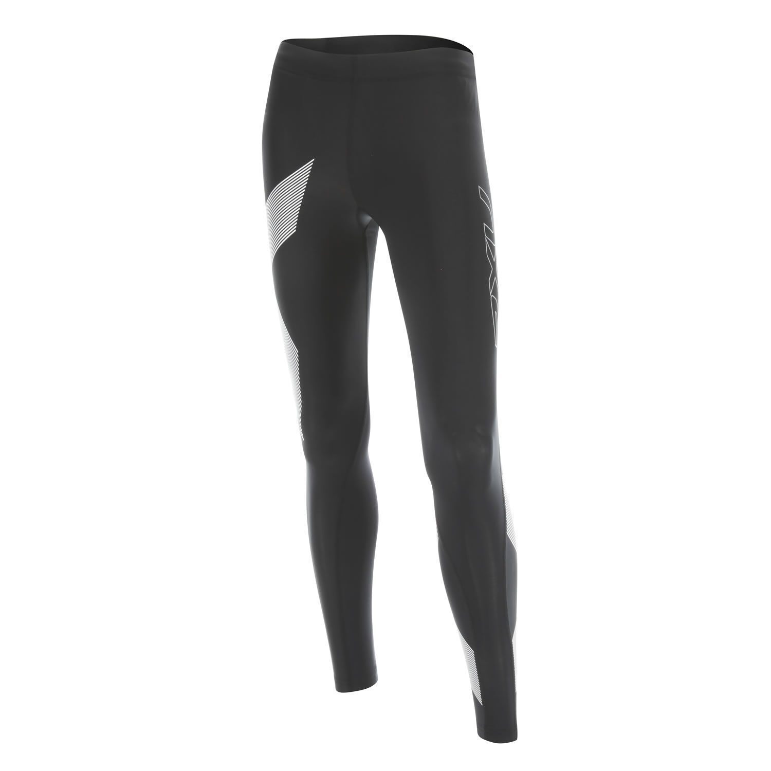 GREAT SAVINGS || 2XU Womens Striped Compression Tights (Black/Striped White)